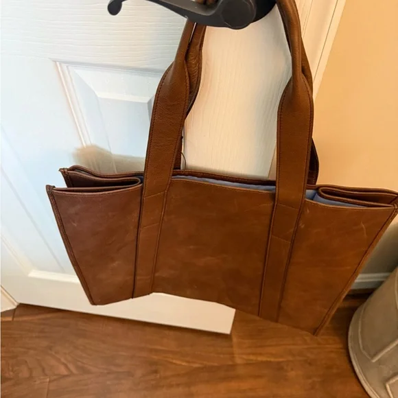 Moore & Giles Brown Leather Tote Bag. Reclaimed Tote - Picture 2 of 4